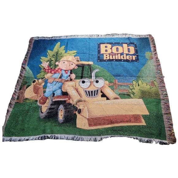 Vintage Bob Builder Tapestry Throw Blanket Afghan Animation British Construction - Picture 1 of 6
